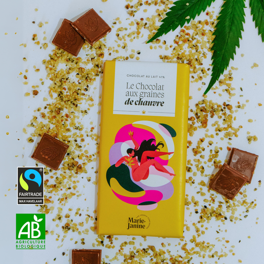 Chocolat au lait et graines de chanvre
