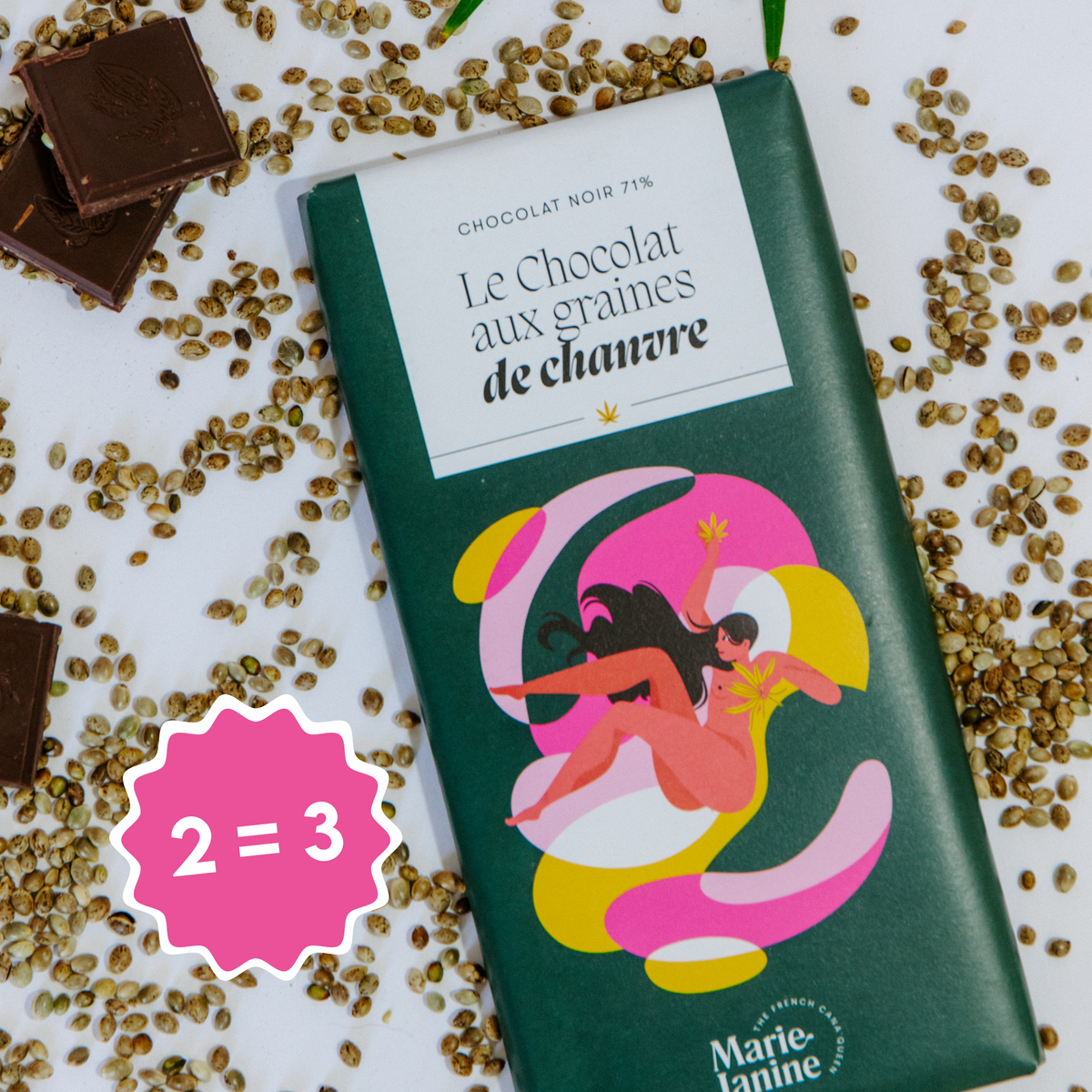 Chocolat noir aux graines de chanvre