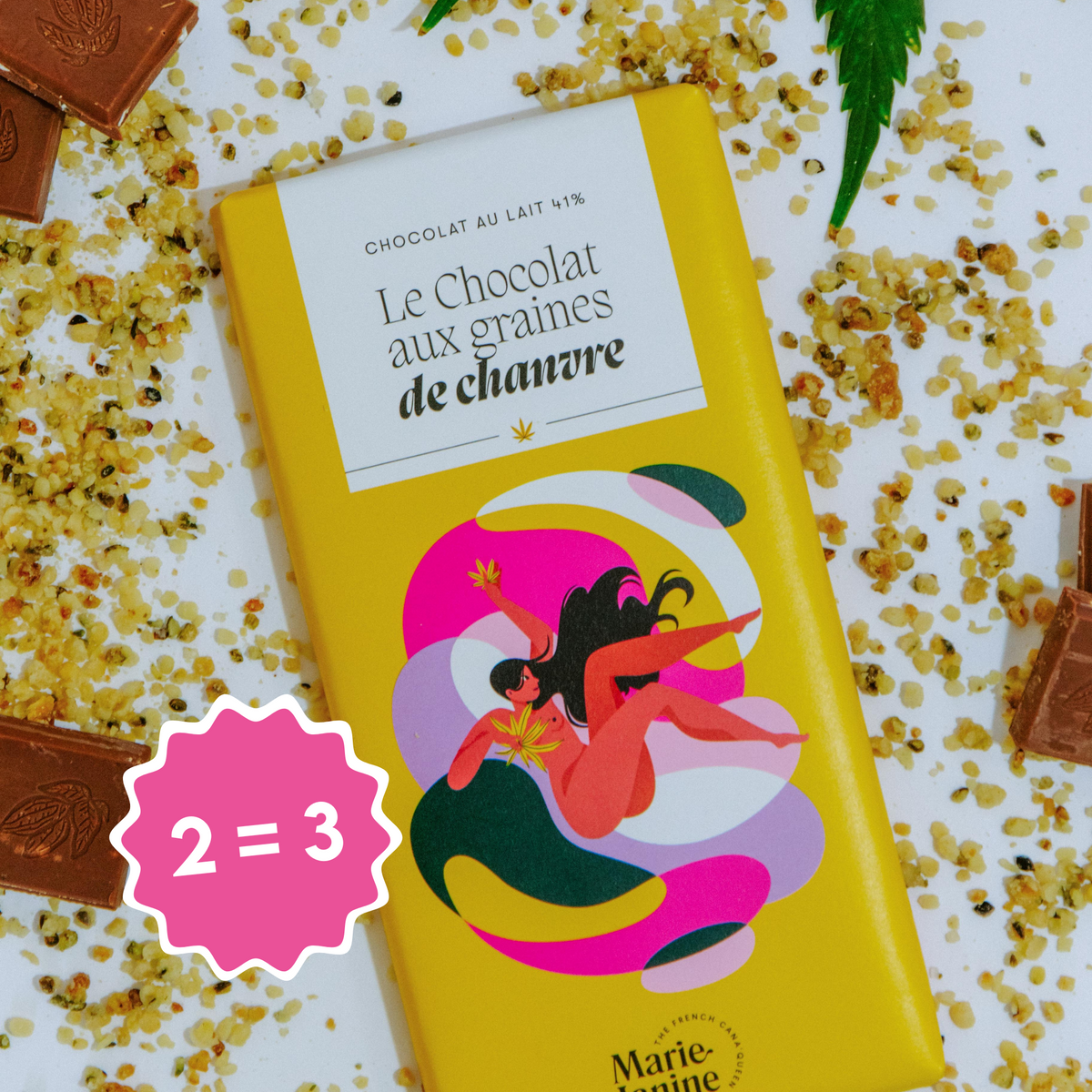 Chocolat au lait et aux graines de chanvre