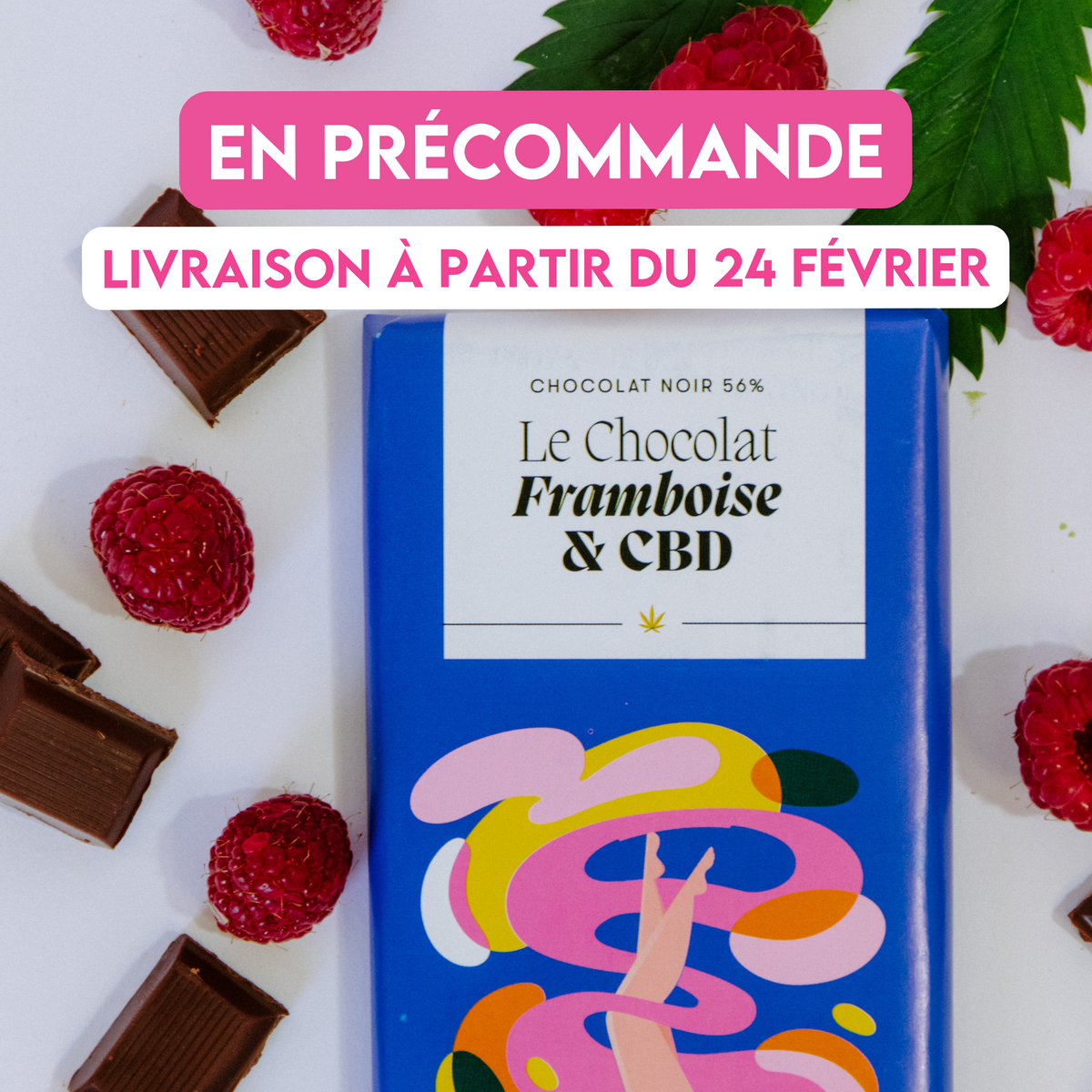 Chocolat noir, framboise et CBD - En précommande